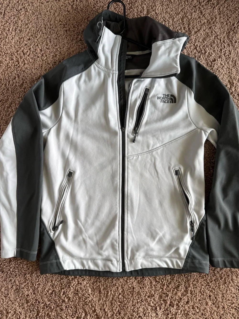 The North Face White and Gray Lightweight Softshell Jacket
